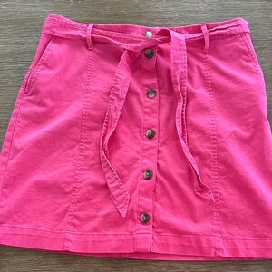 J. Crew Vibrant Pink Mini Skirt with Button Detail
